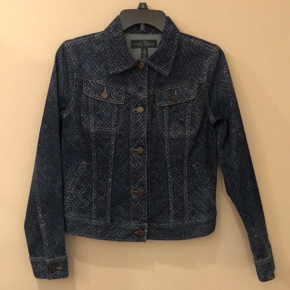 Lauren Ralph Lauren jean jacket womens small pattern graphic button down style